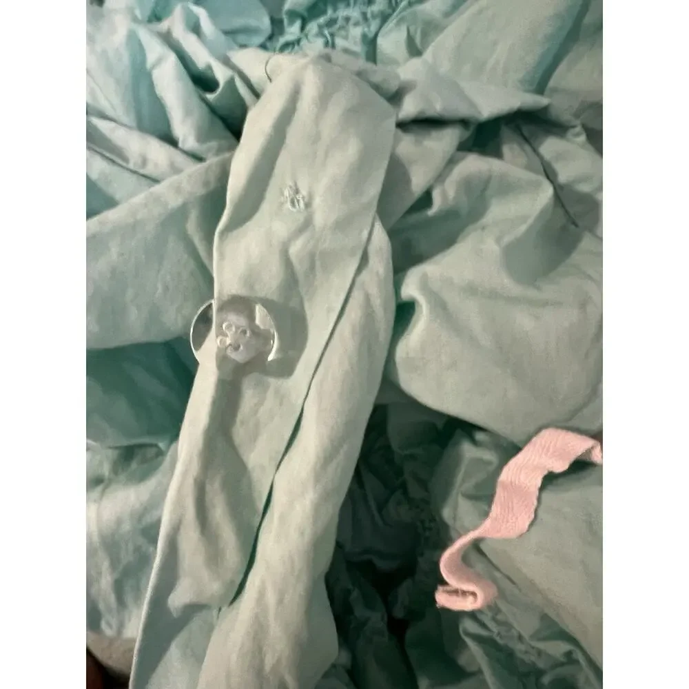 Pottery Barn Teen Ruched Rosette Duvet Cover Teal 100% Organic Cotton Twin